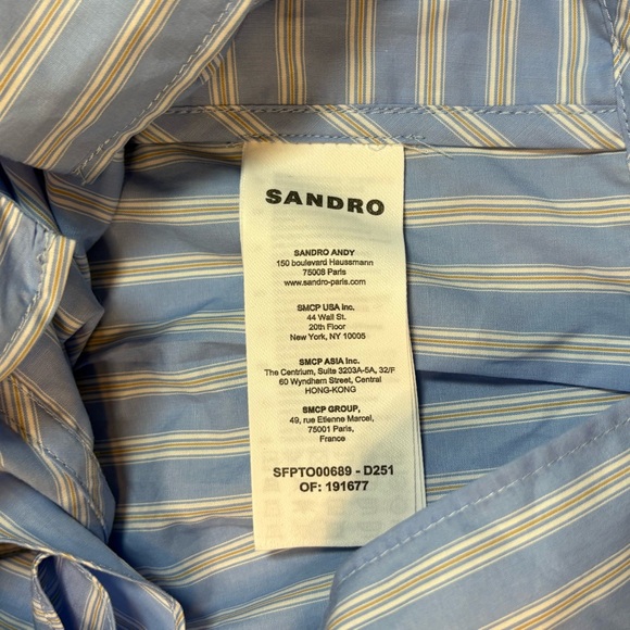 Sandro Blue and White Striped Blouse - Picture 6 of 6